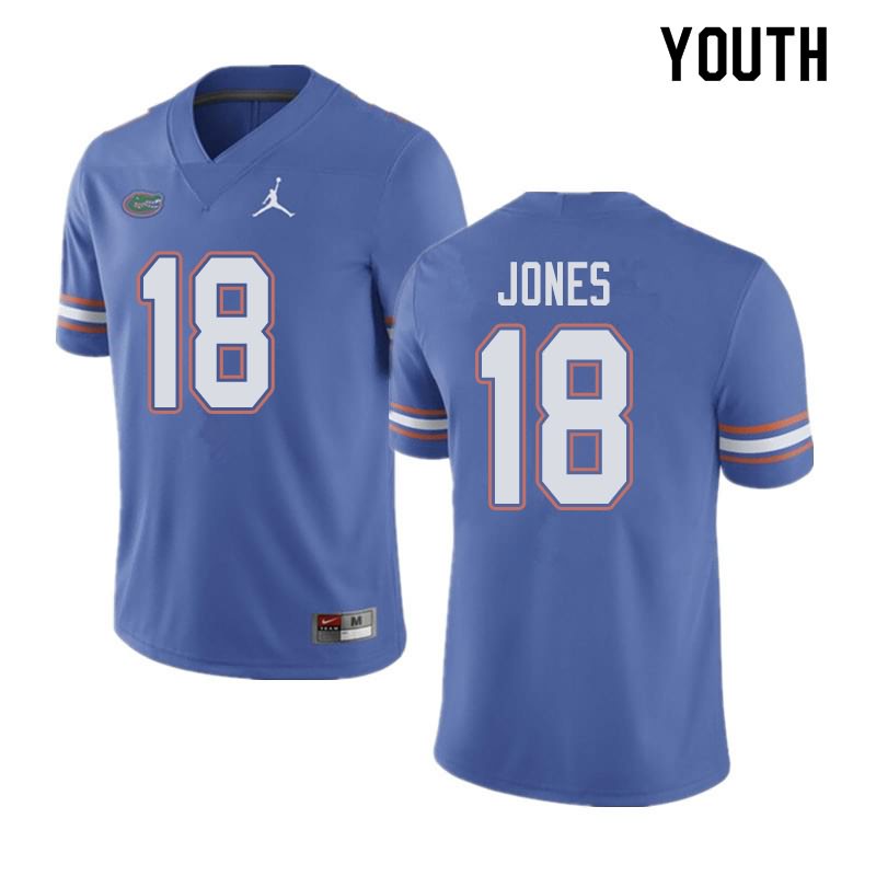 NCAA Florida Gators Jalon Jones Youth #18 Jordan Brand Blue Stitched Authentic College Football Jersey PUP7164WI